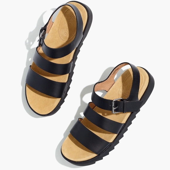 Madewell NEW The Addie Strappy Molded Footbed Sandals Size 10 NEW black comfort - Picture 1 of 8